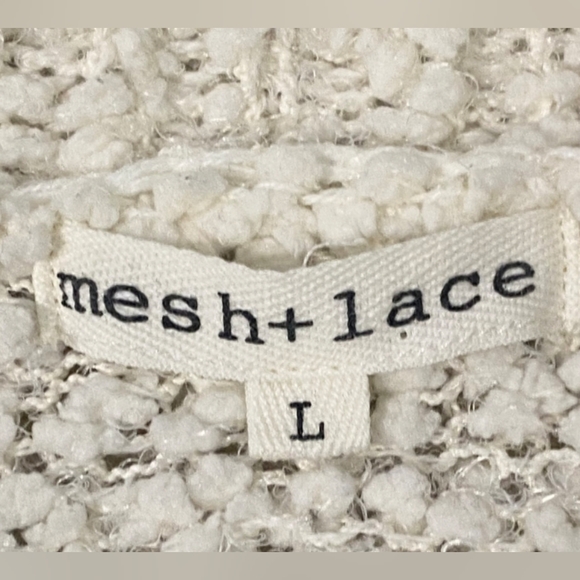 Mesh + Lace Cream Colored Knit Cardigan size Large - Picture 6 of 8